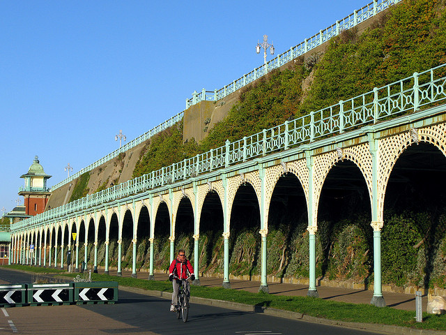 Madeira terraces, Kemp town with cyclist