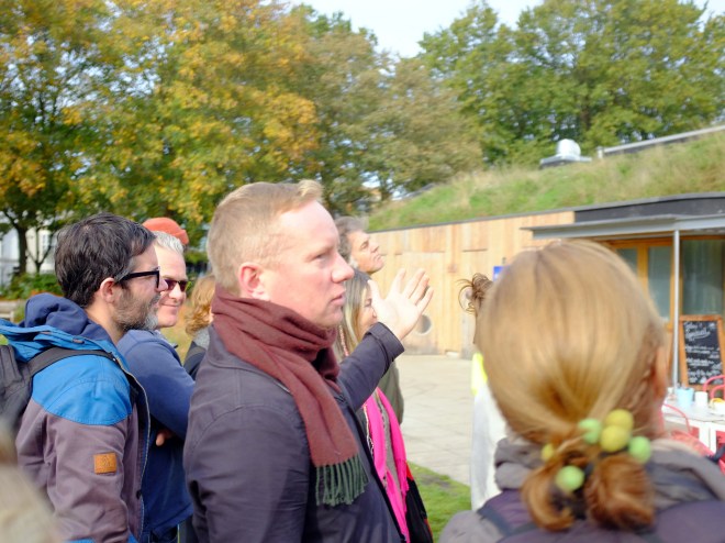 Building Green DIY Green Roof workshoppers taking a tour of the Velo Cafe, Brighton