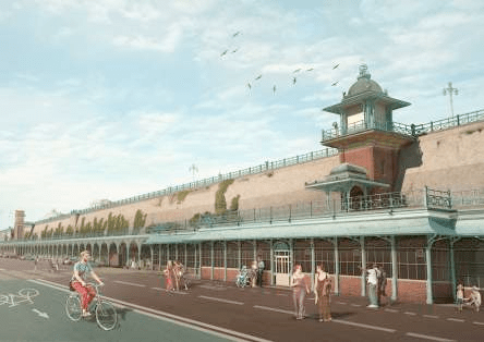 artist impression of restored madeira terrace showing Concorde 2 and green wall